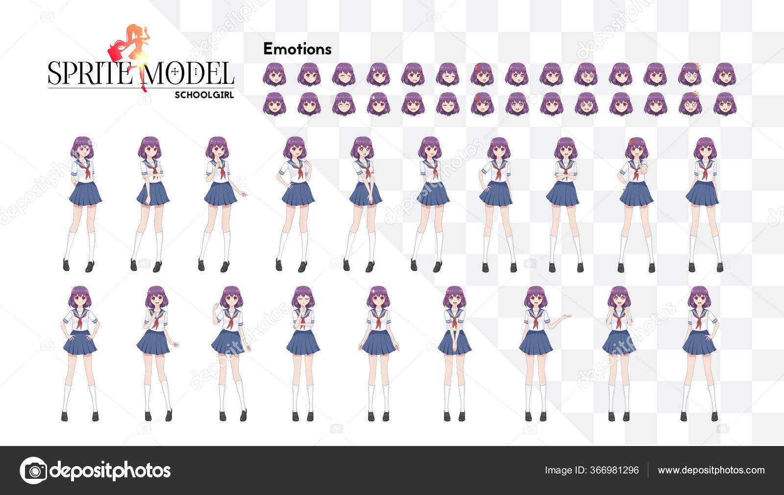 Anime Mangá Menina Personagem Dos Desenhos Animados Estilo Japonês Escola  imagem vetorial de Apoev© 366981296